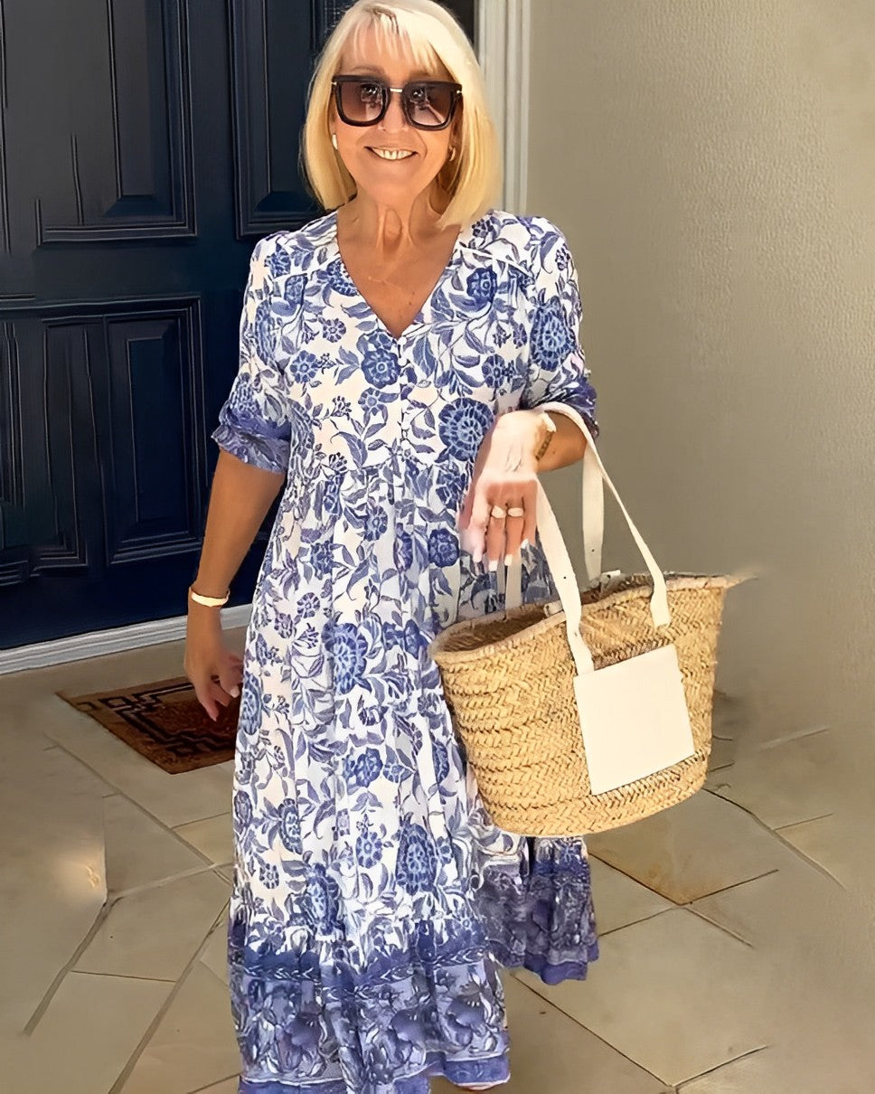 Keisha | Robe Fleurie Décolleté en V Élégante