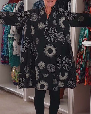 Robe décontractée à revers à imprimé géométrique