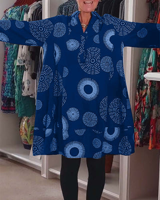 Robe décontractée à revers à imprimé géométrique