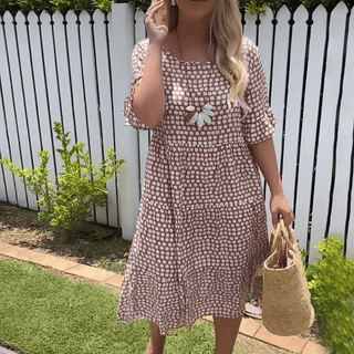 ZORA | ROBE MIDI À MANCHES COURTES EN SABLE