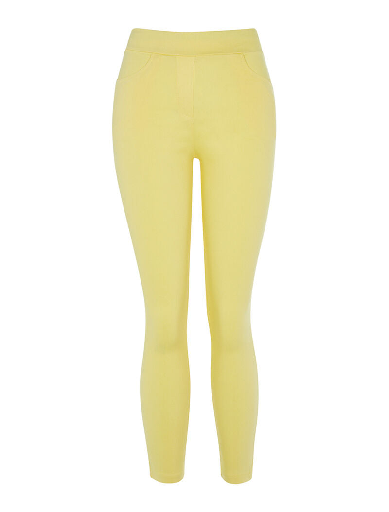 Pantalon slim taille haute - jaune