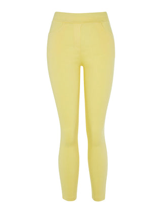 Pantalon slim taille haute - jaune
