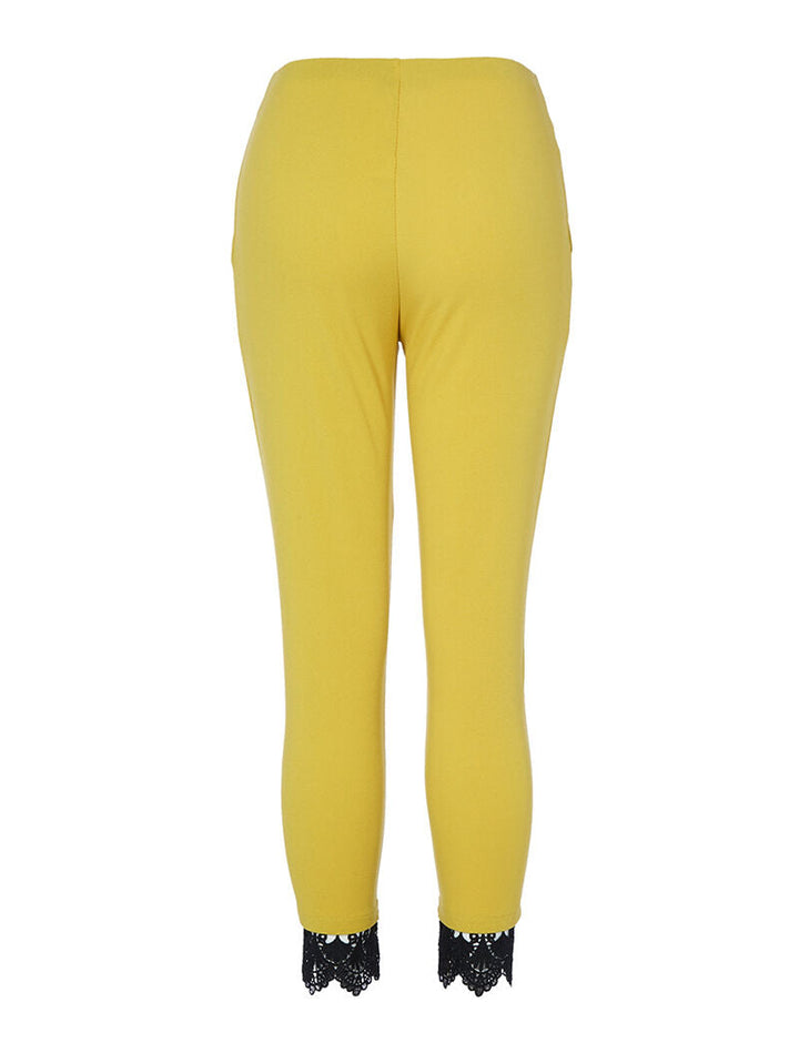 Pantalon 7/8 à détail crochet - jaune