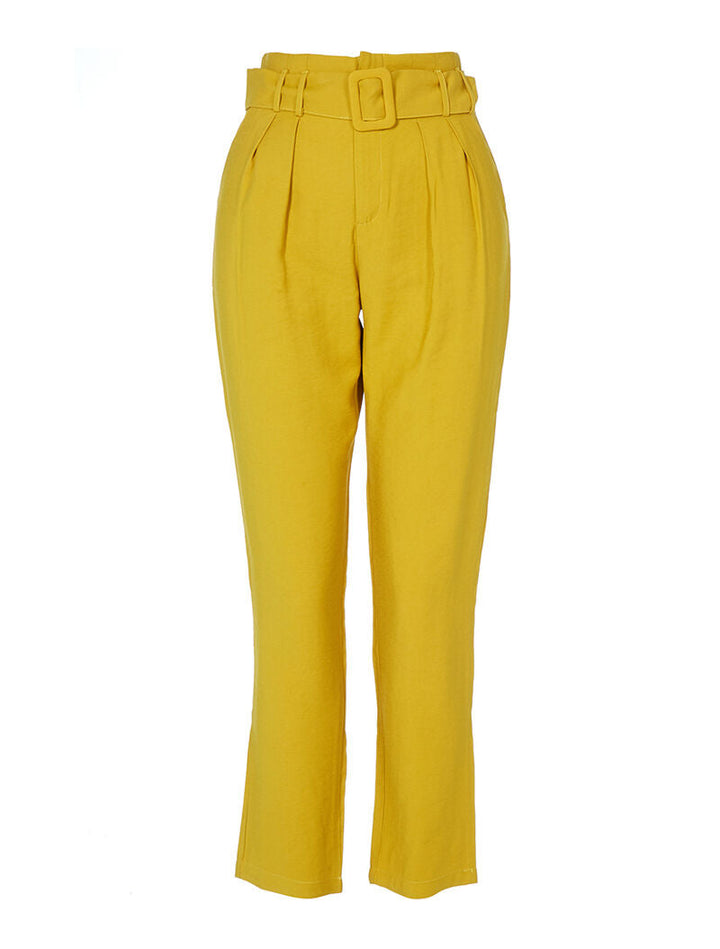 Pantalon fluide taille empire - safran