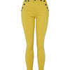 Pantalon moulant à boutons décoratifs - jaune safran