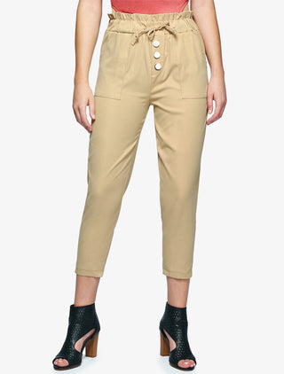 Pantacourt à taille empire - beige