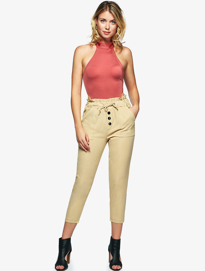 Pantacourt à taille empire - beige