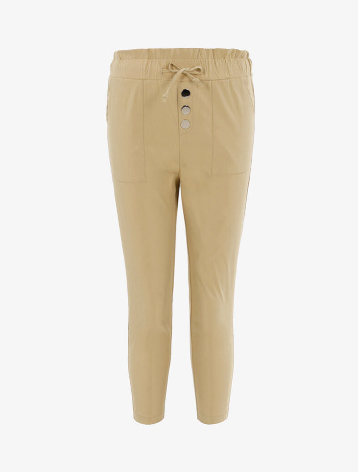 Pantacourt à taille empire - beige