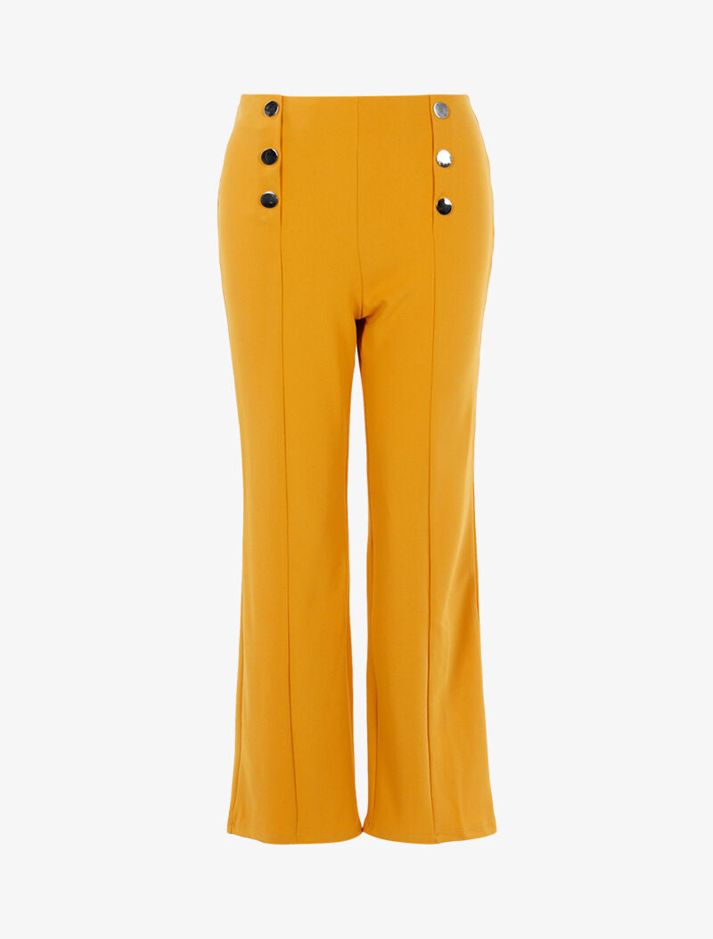 Pantalon fluide à boutons décoratifs - jaune