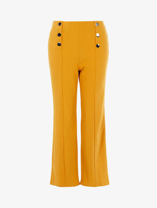 Pantalon fluide à boutons décoratifs - jaune