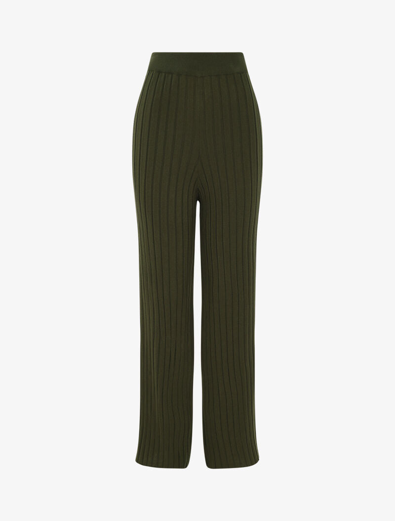 Pantalon en maille côtelée - kaki