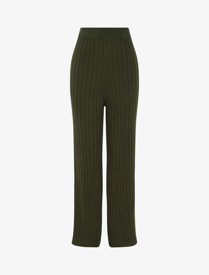 Pantalon en maille côtelée - kaki