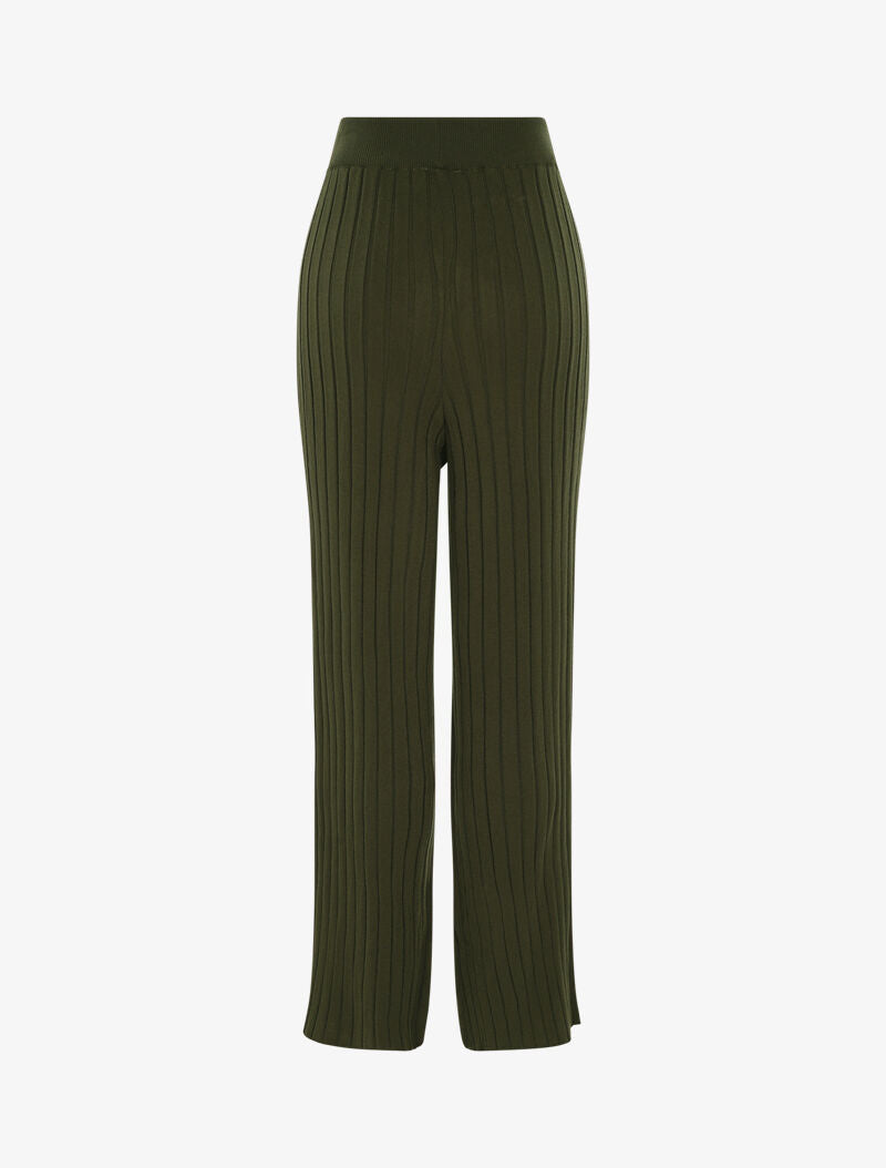 Pantalon en maille côtelée - kaki