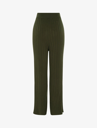 Pantalon en maille côtelée - kaki