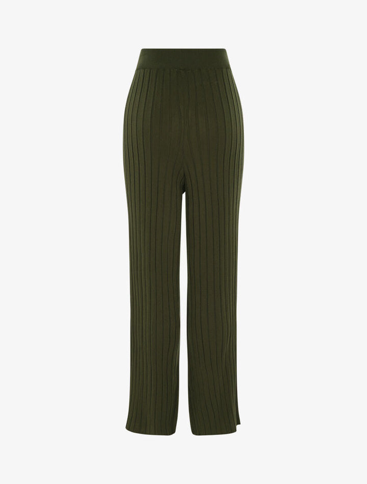 Pantalon en maille côtelée - kaki