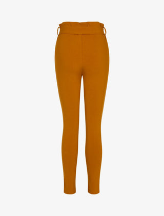 Pantalon coupe carotte à taille volantée - rouille