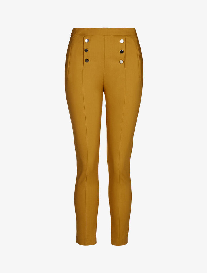 Pantalon chino à boutonnière - moutarde