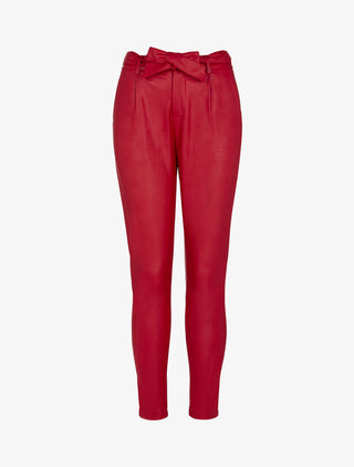 Pantalon à taille haute en simili - rouge