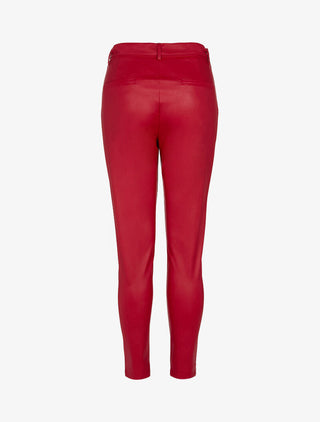 Pantalon à taille haute en simili - rouge