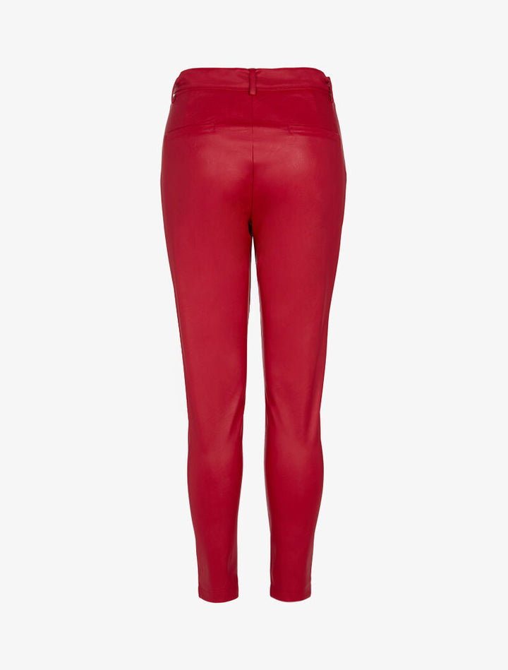 Pantalon à taille haute en simili - rouge
