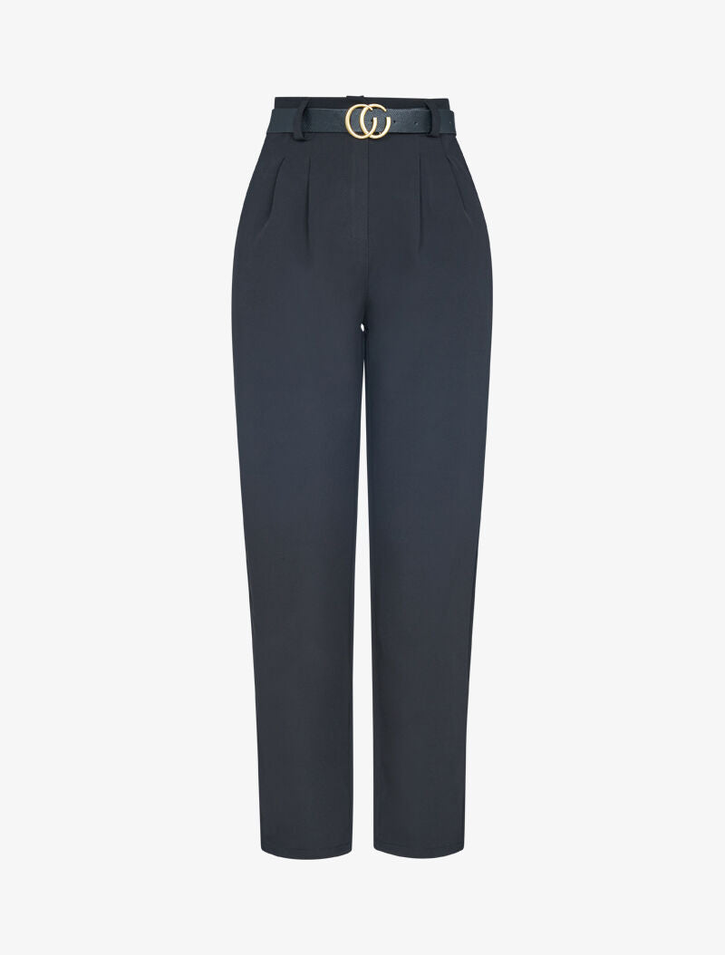 Pantalon carotte à fronces - noir