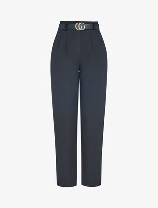 Pantalon carotte à fronces - noir