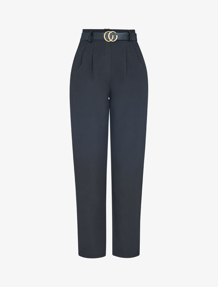 Pantalon carotte à fronces - noir
