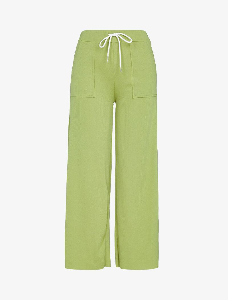 Pantalon côtelé à bords coupe franche - vert anis