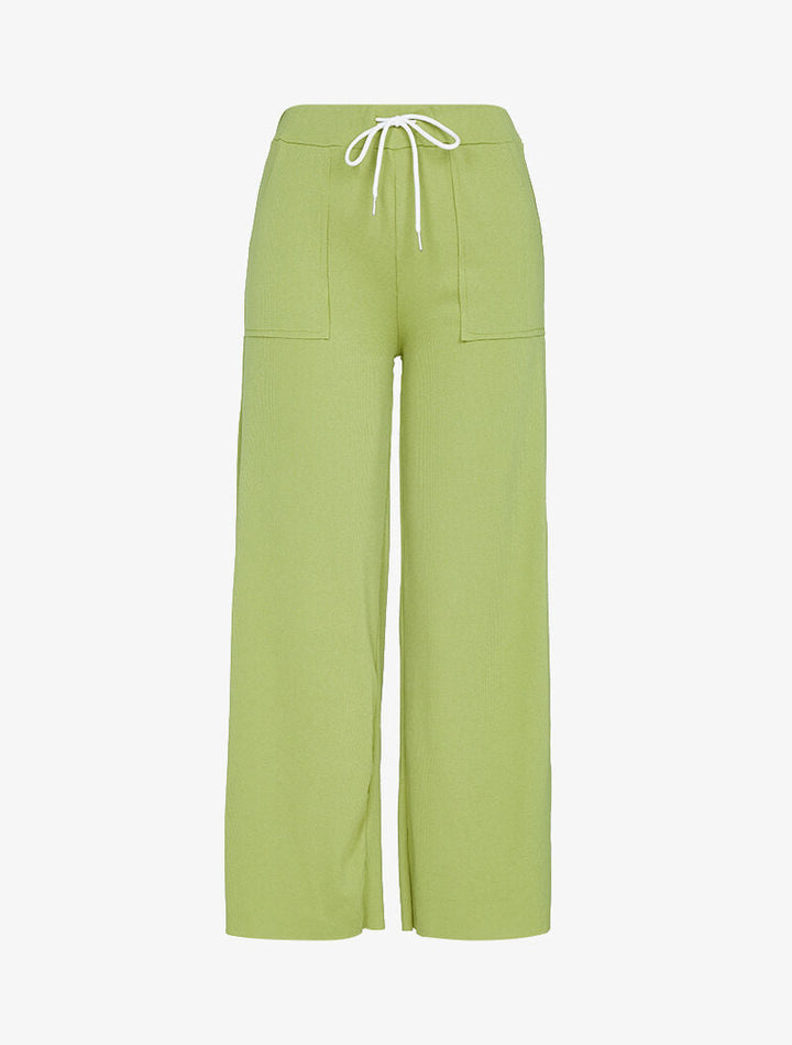 Pantalon côtelé à bords coupe franche - vert anis
