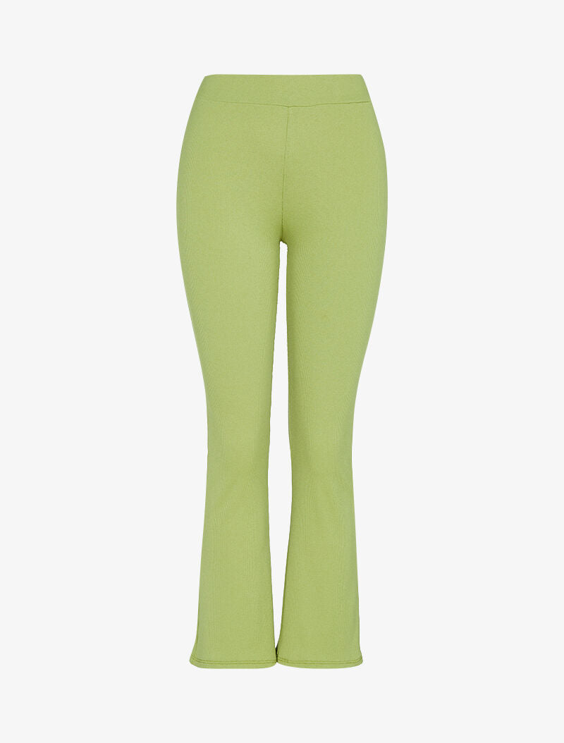 Pantalon flare à bords coupe franche - vert anis