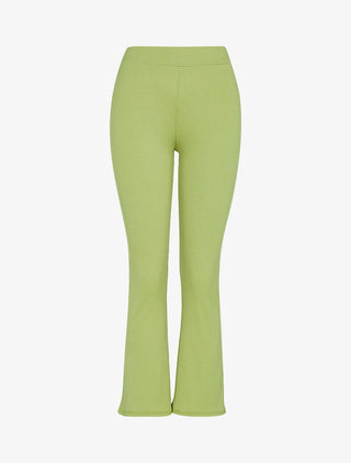 Pantalon flare à bords coupe franche - vert anis