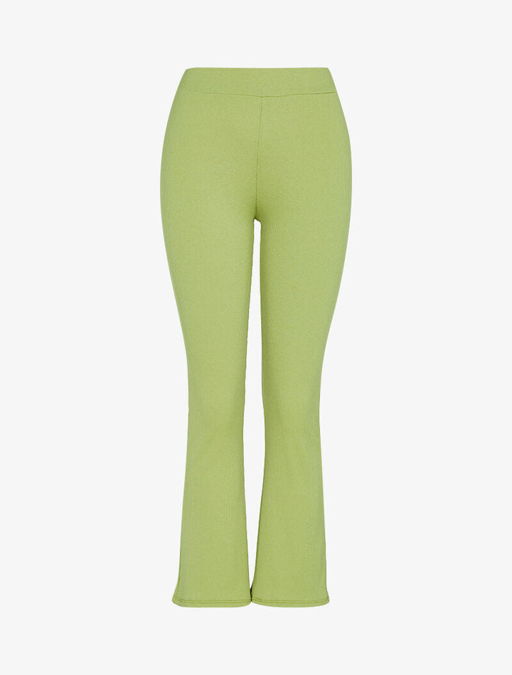 Pantalon flare à bords coupe franche - vert anis