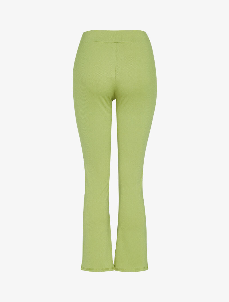 Pantalon flare à bords coupe franche - vert anis