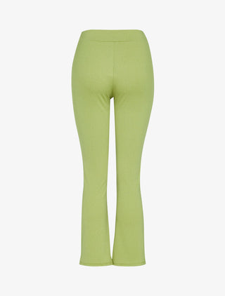 Pantalon flare à bords coupe franche - vert anis