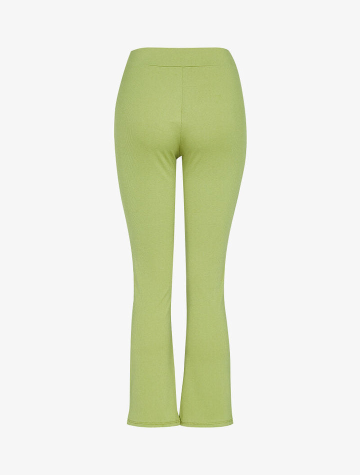 Pantalon flare à bords coupe franche - vert anis