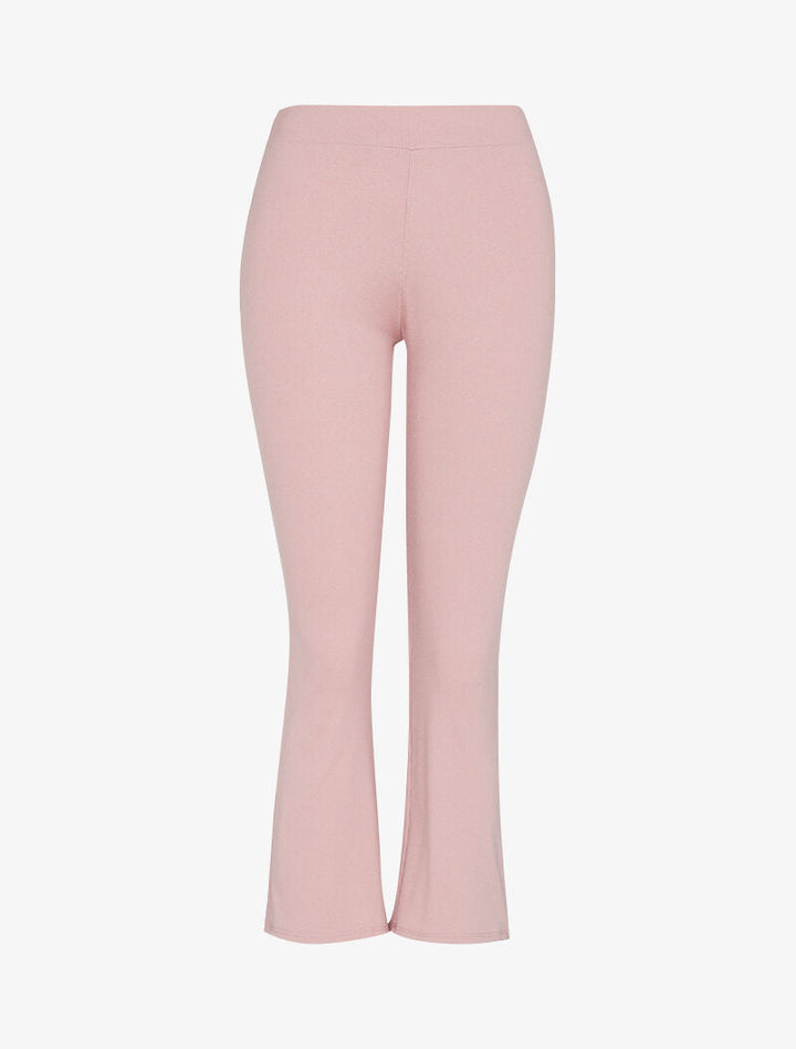Pantalon flare à bords coupe franche - rose