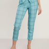 Pantalon 7/8 à imprimé tartan - turquoise