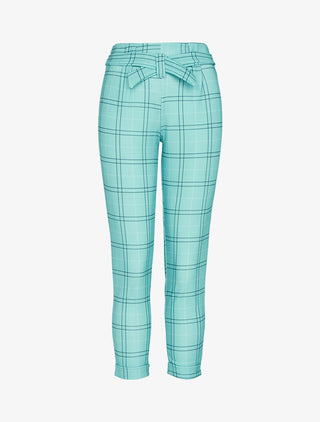 Pantalon 7/8 à imprimé tartan - turquoise