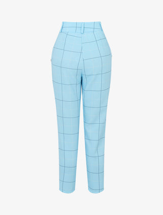 Pantalon à imprimé carreaux - bleu ciel