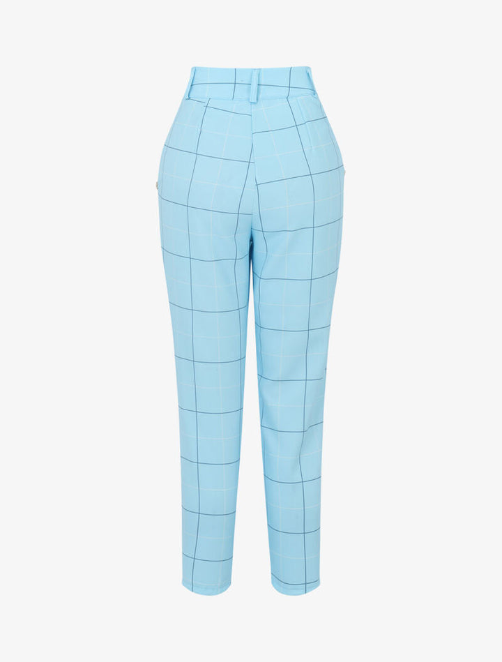 Pantalon à imprimé carreaux - bleu ciel