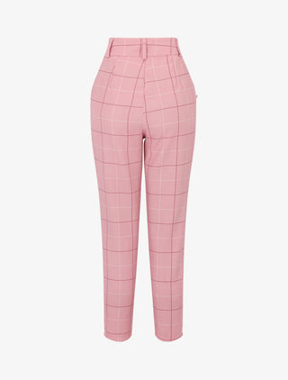 Pantalon à imprimé carreaux - rose