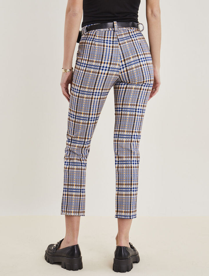 Pantalon imprimé coupe carotte - bleu