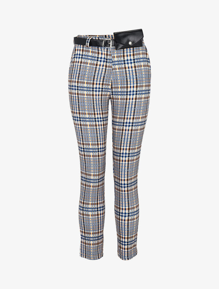 Pantalon imprimé coupe carotte - bleu