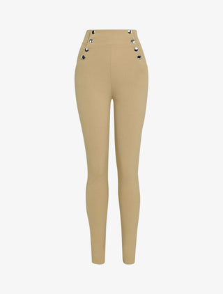 Pantalon taille empire à boutonnière - taupe