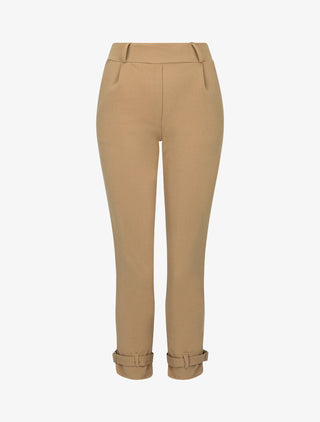 Pantalon carotte à bords stylisés - camel