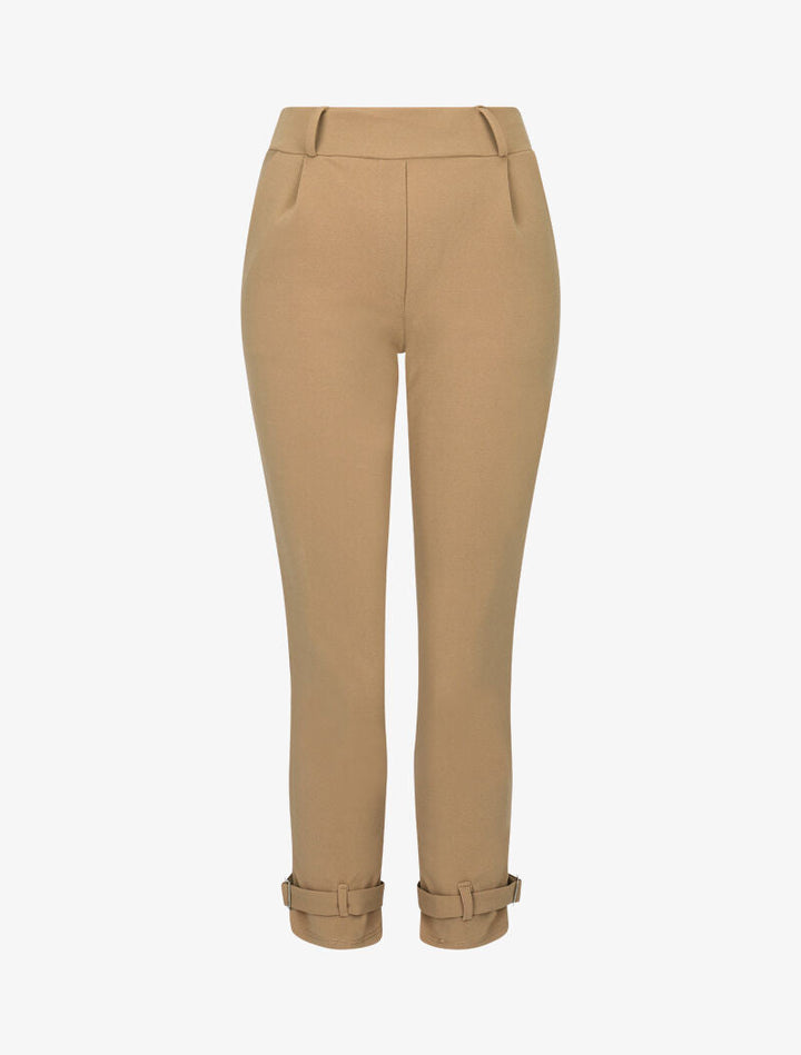 Pantalon carotte à bords stylisés - camel