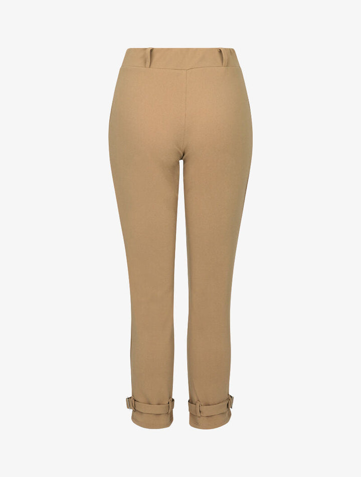 Pantalon carotte à bords stylisés - camel