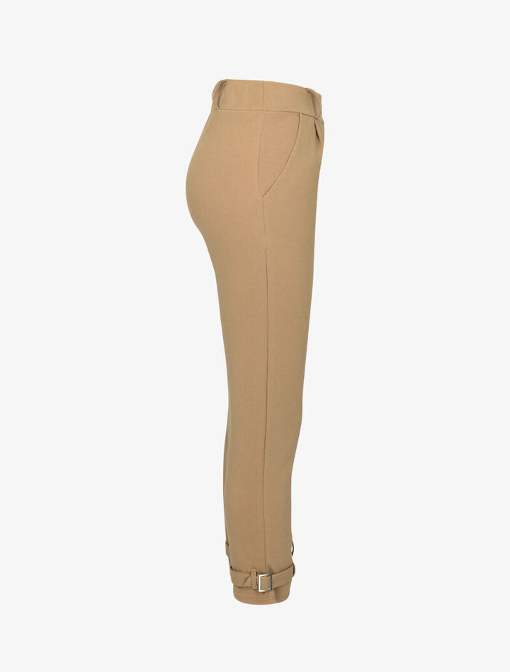Pantalon carotte à bords stylisés - camel