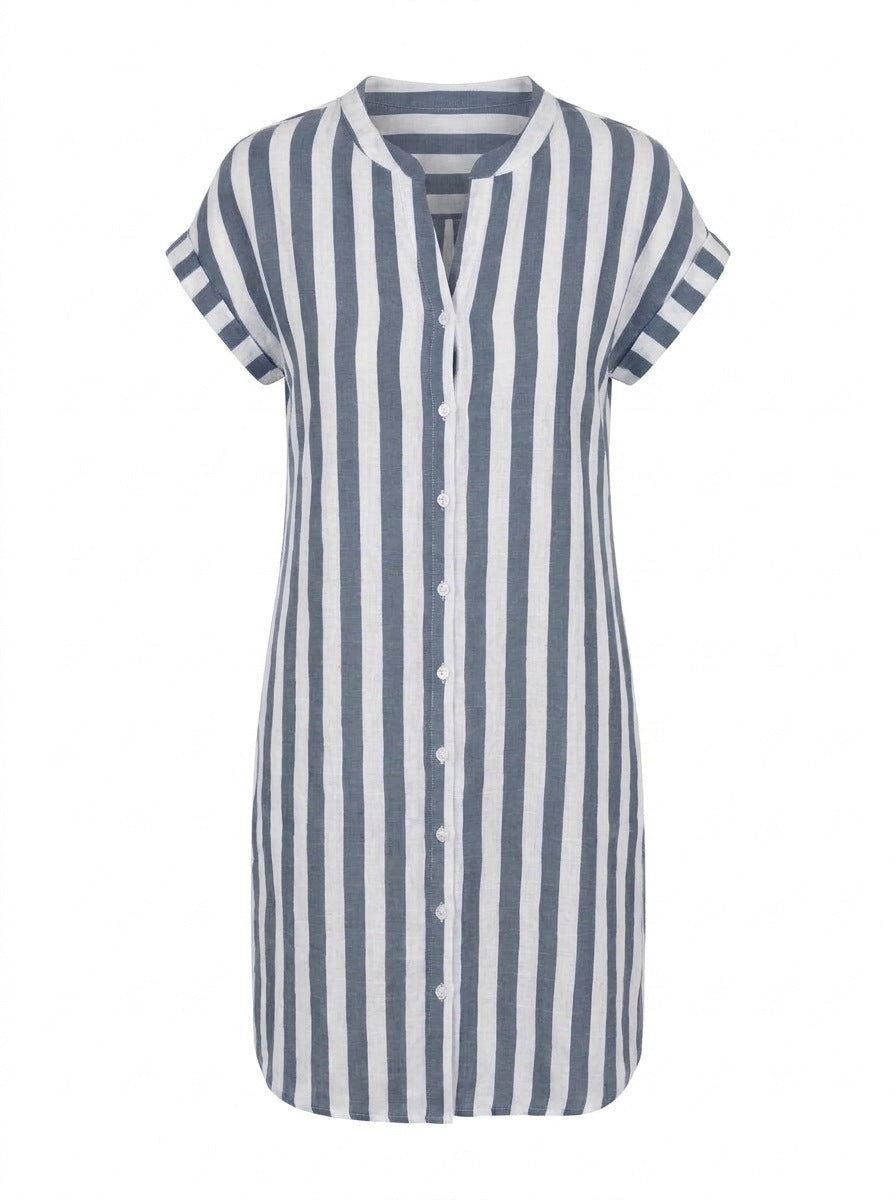 Noémie | Robe-Chemise Rayée Élégante