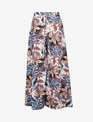 Jupe culotte à imprimés feuillages - gris foncé
